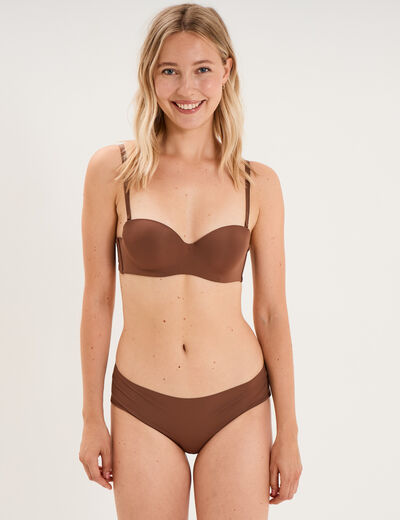Shorty microfibre sans coutures marron femme