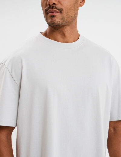 T-shirt col rond coupe relax coton &eacute;pais gris clair homme