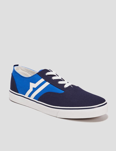 Tennis en toile à lacets bleu homme