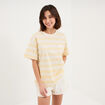 T-shirt droit &agrave; manches courtes coton jaune citron femme
