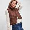 Doudoune droite courte sans manches marron femme