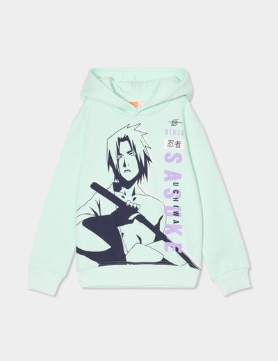 Sweat à capuche hoodie Naruto Sasuke vert pastel garçon