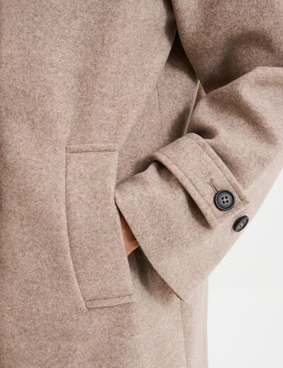 Manteau long boutonn&eacute; beige femme