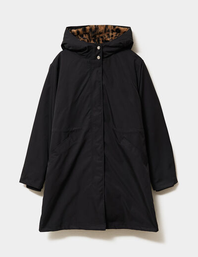 Parka 3-en-1 gilet fourr&eacute; noir femme