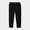 Pantalon chino regular ceinture tress&eacute;e noir femme