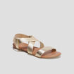 Sandales plates jaune or femme
