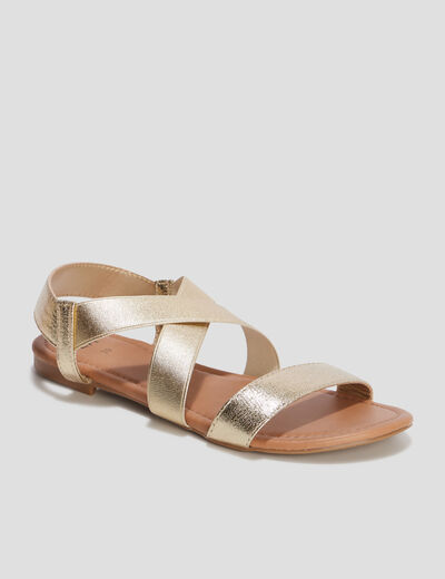 Sandales plates jaune or femme