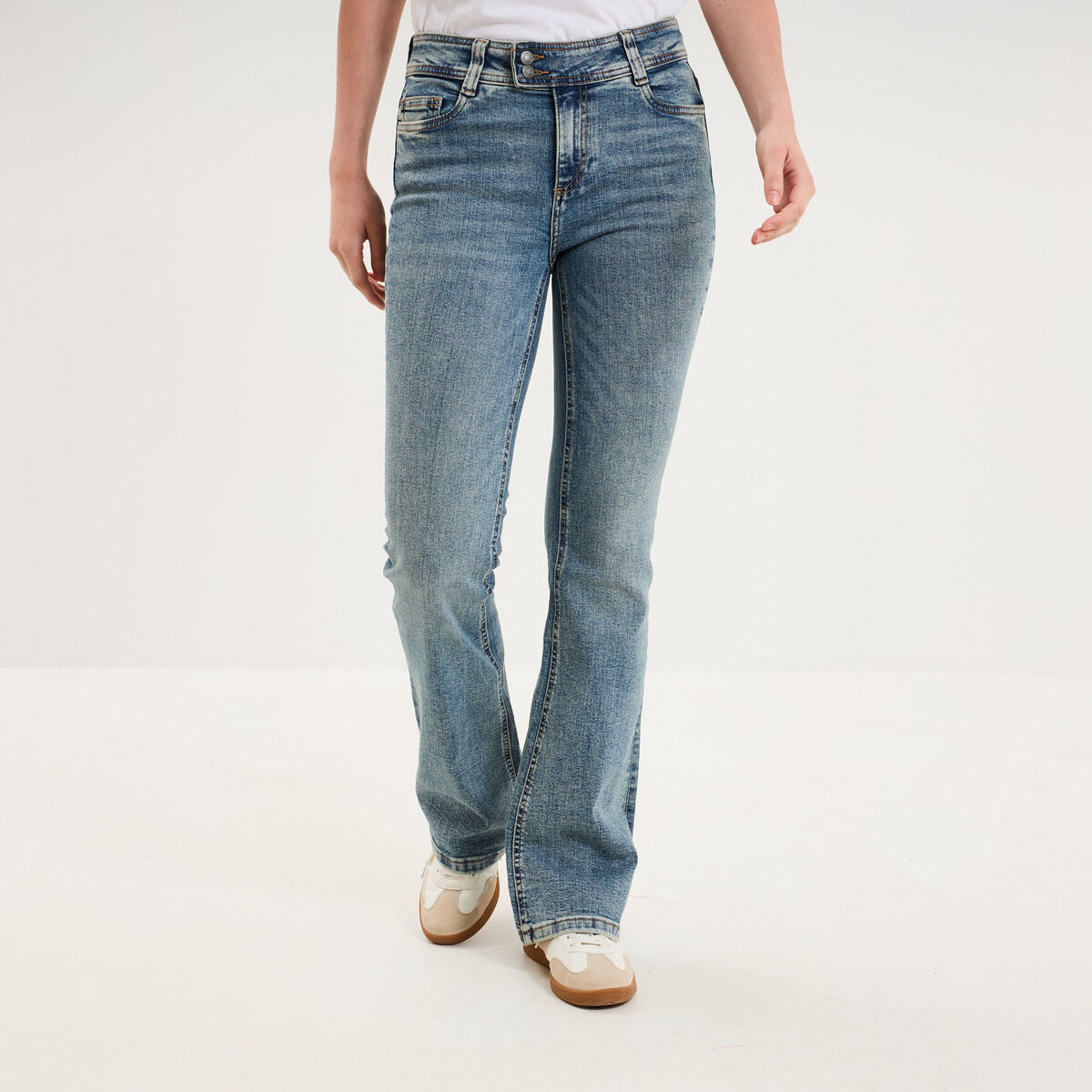 Jean flare taille basse denim dirty femme