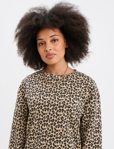 Sweat col rond manches longues sable femme