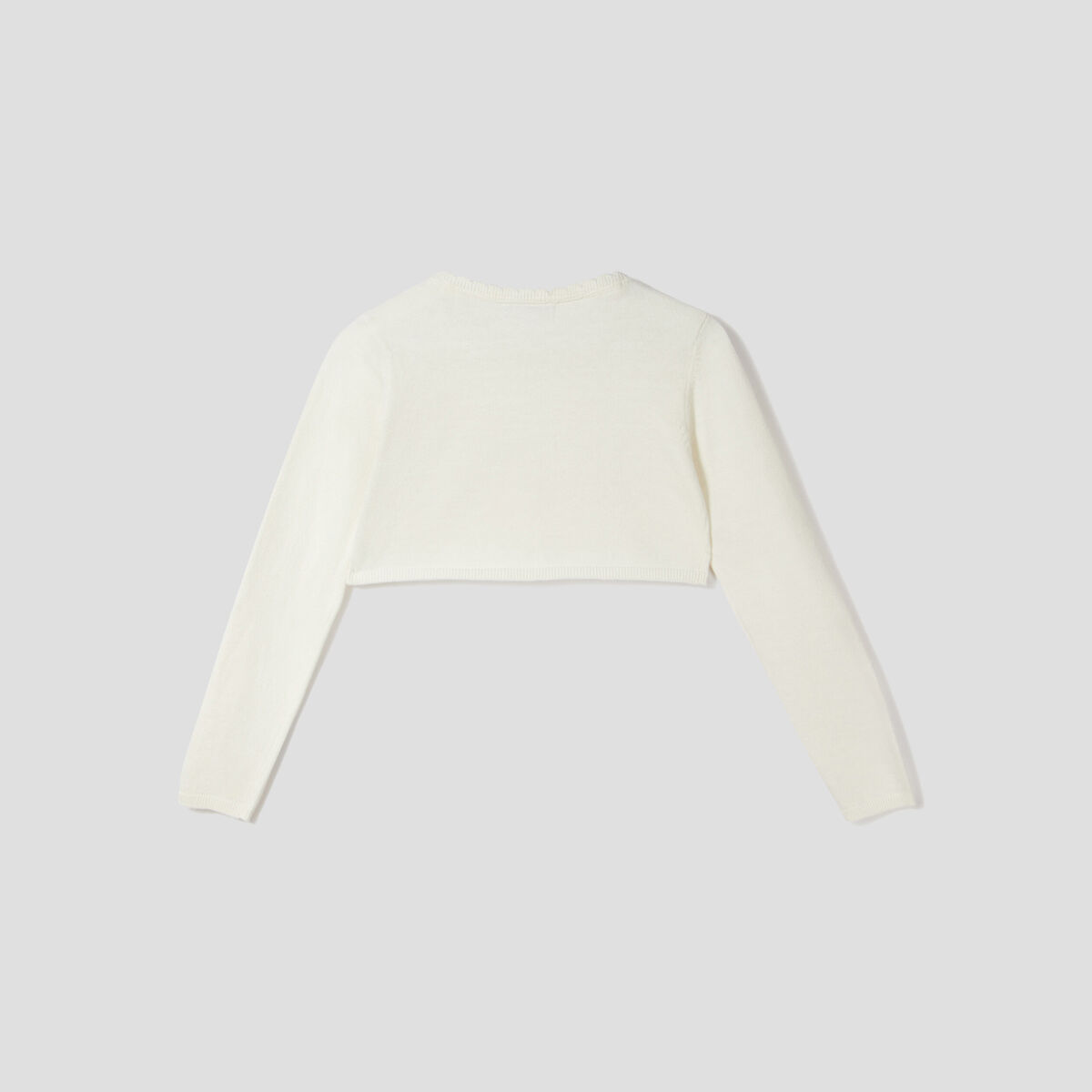 Gilet court manches longues ecru fille
