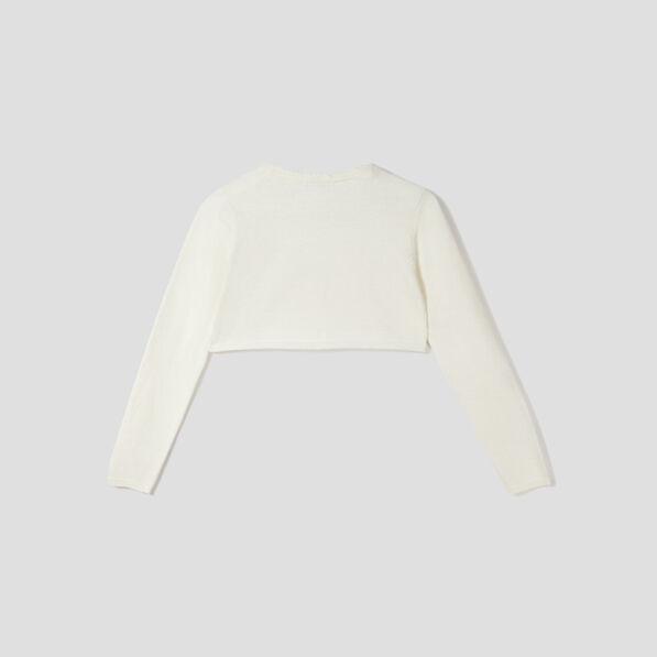 Gilet court manches longues ecru fille