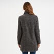 Manteau droit mi-long col montant doubl&eacute; gris fonc&eacute; femme