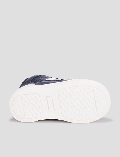 Bottillons zippés en cuir bleu marine bébé garçon