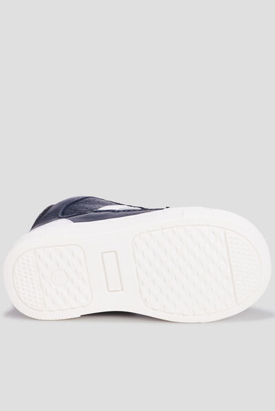 Bottillons zippés en cuir bleu marine bébé garçon