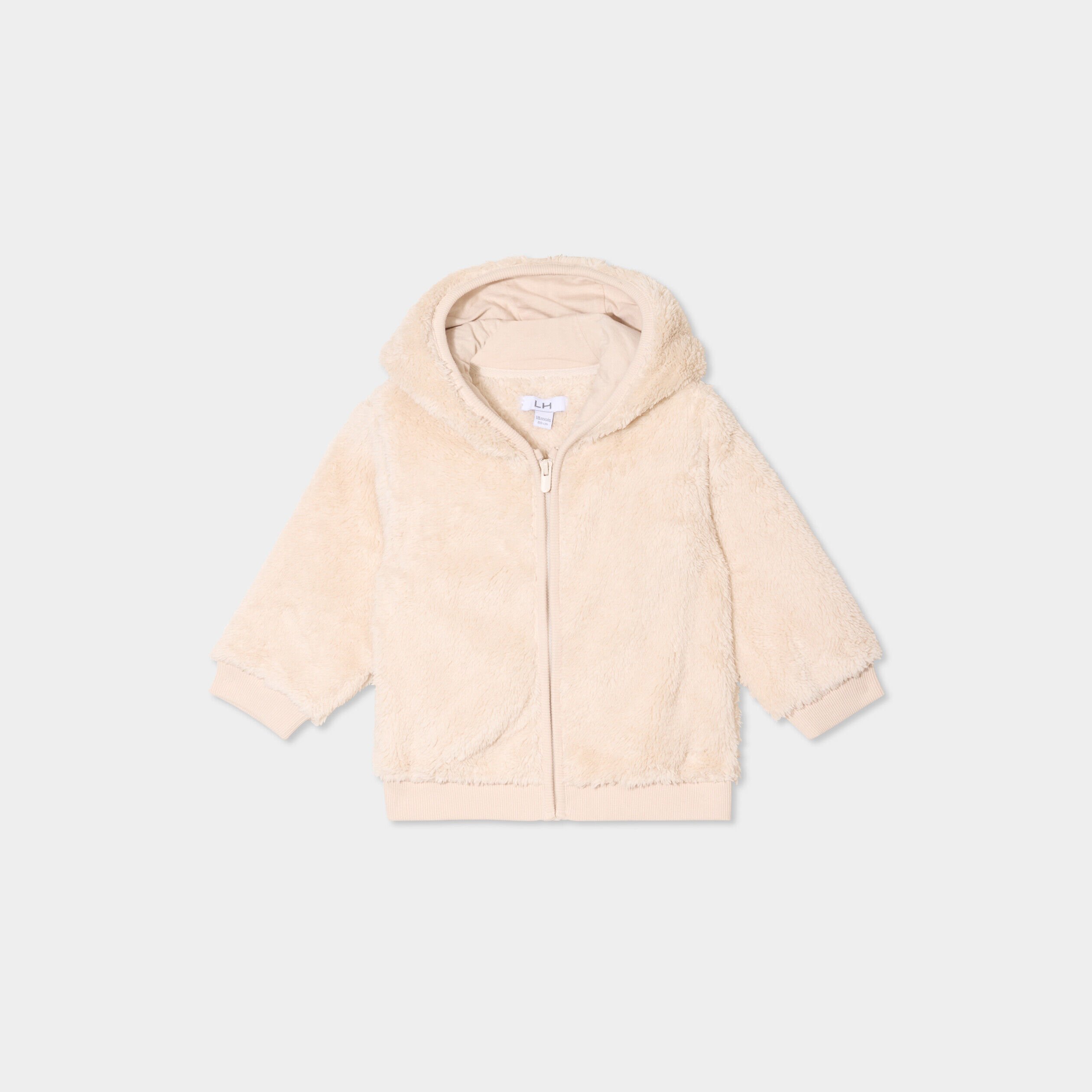 Gilet zippé effet polaire à capuche beige bébé garçon LH