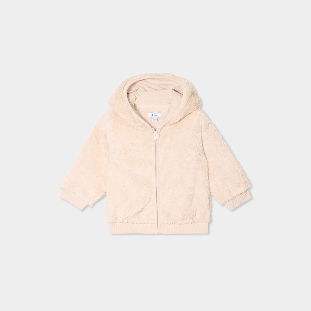 Gilet zippé effet polaire à capuche beige bébé garçon