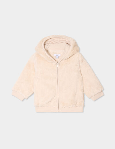 Gilet zippé effet polaire à capuche beige bébé garçon