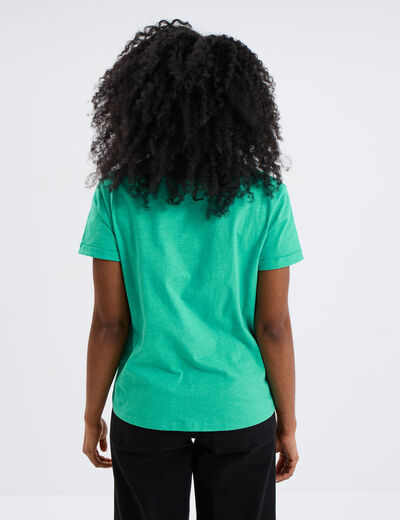 T-shirt manches courtes coton bleu turquoise femme