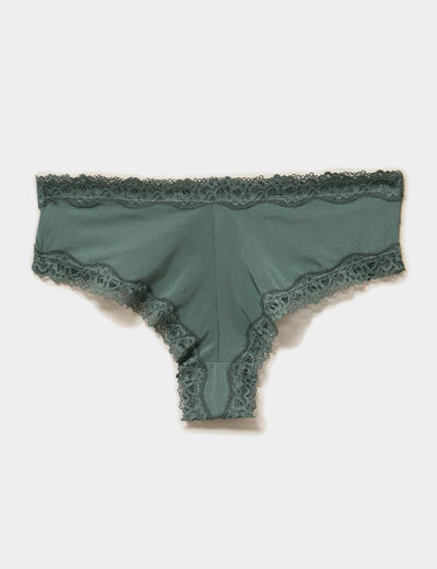 Lot 3 culottes hipster doubl&eacute;es coton vert femme