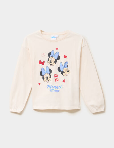 T-shirt manches longues coton Minnie beige fille