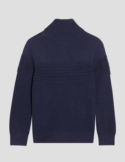 Pull avec col châle bleu marine garçon