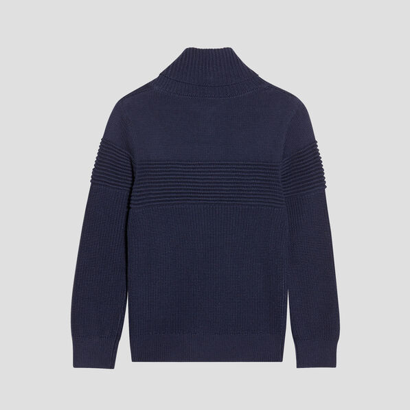 Pull avec col châle bleu marine garçon