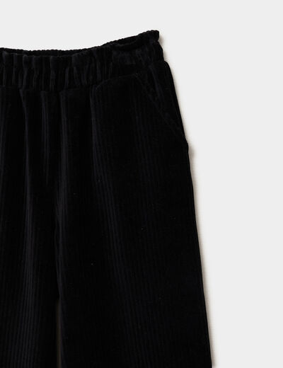 Pantalon chaud paper bag velours c&ocirc;tel&eacute; noir fille