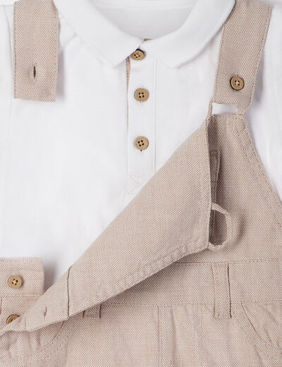 Ensemble 2 pièces salopette polo coton sable bébé garçon