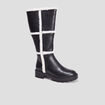 Bottes bandes fausse laine mouton noir femme