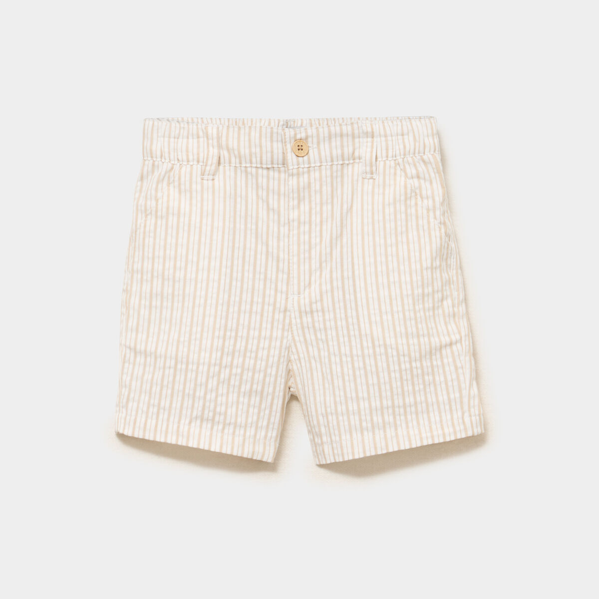 Short droit coton beige b&eacute;b&eacute; gar&ccedil;on