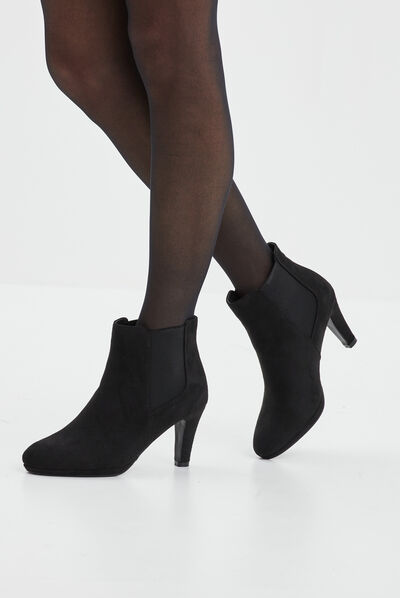 Bottines élastiquées à talons noir femme