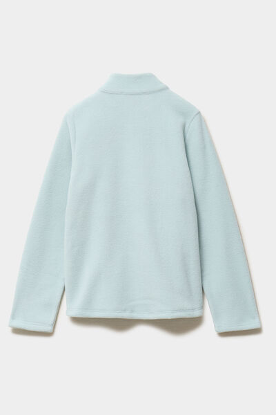 Sweat polaire col camionneur bleu gris fille