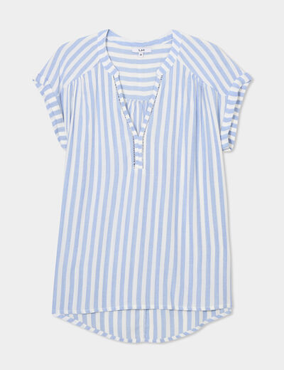 Blouse crépon manches courtes ecru femme
