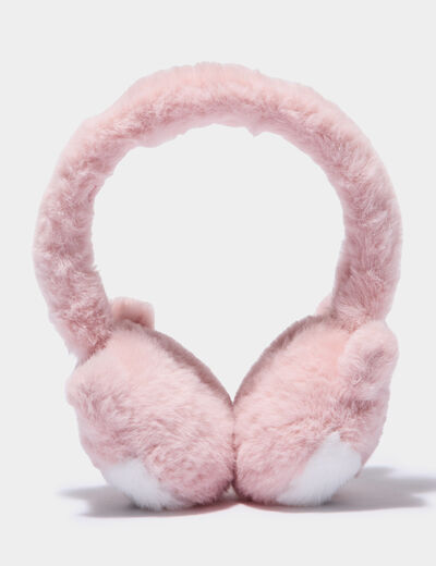 Cache-oreilles fausse fourrure rose fille