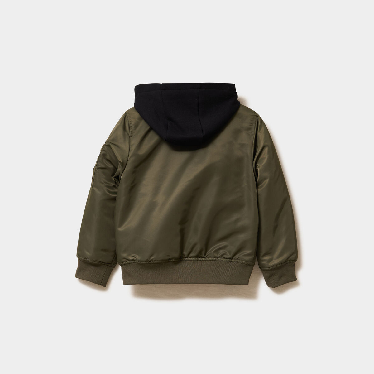 Blouson bomber &agrave; capuche vert kaki gar&ccedil;on