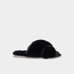 Mules fausse fourrure noir femme