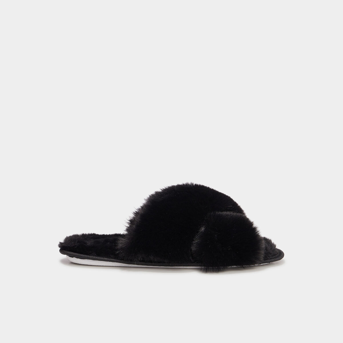 Mules fausse fourrure noir femme