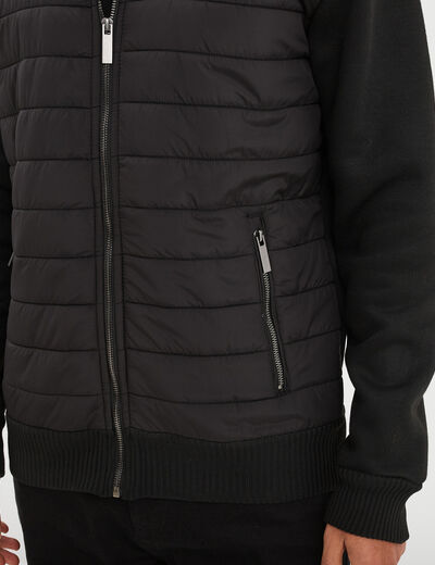 Gilet zippé matelassé col montant noir homme