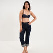 Soutien-gorge balconnet micro dentelle bleu marine femme