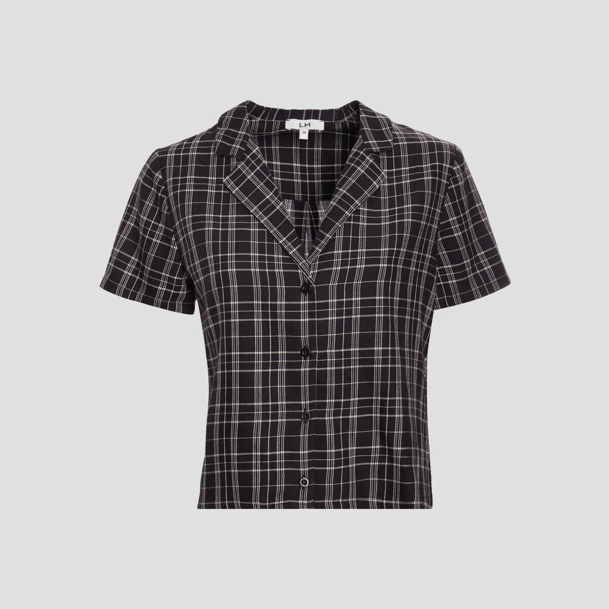 Chemise cropped coton noir femme