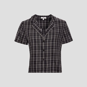Chemise cropped coton noir femme