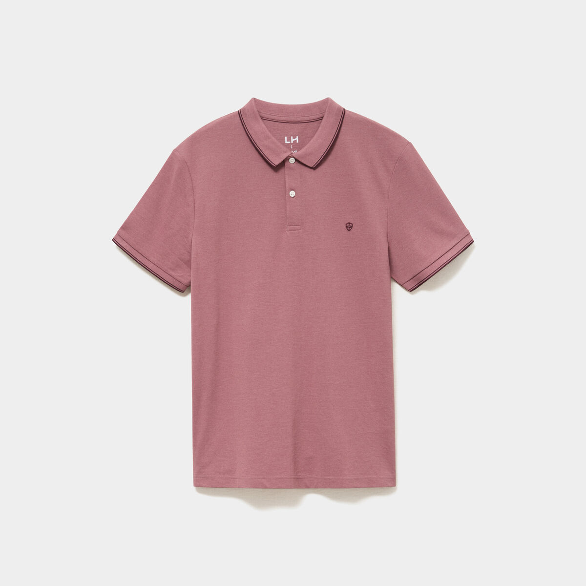 Polo piqu&eacute; coton manches courtes vieux rose homme