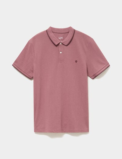 Polo piqu&eacute; coton manches courtes vieux rose homme