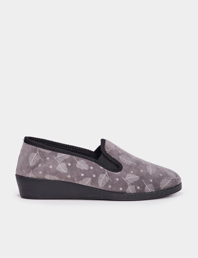 Chaussons compensés gris femme
