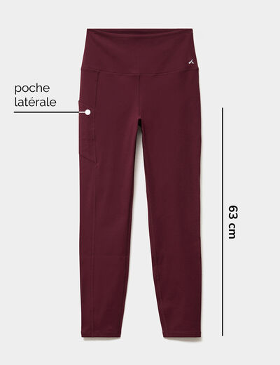 Legging de sport taille haute violet fonc&eacute; femme