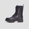 Boots à lacets zippées crantées noir femme