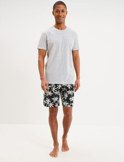 Ensemble pyjama short et t-shirt coton noir homme