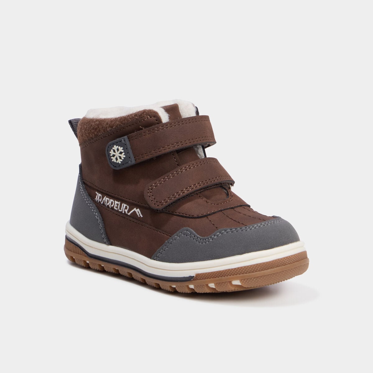 Bottines fourr&eacute;es &agrave; scratchs Trappeur marron gar&ccedil;on