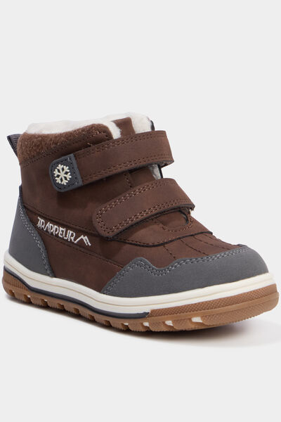 Bottines fourr&eacute;es &agrave; scratchs Trappeur marron gar&ccedil;on