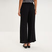 Pantalon effet cr&ecirc;pe taille &eacute;lastiqu&eacute;e noir femme